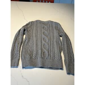 L.L. Bean Gray Cable Knit Crewneck Sweater